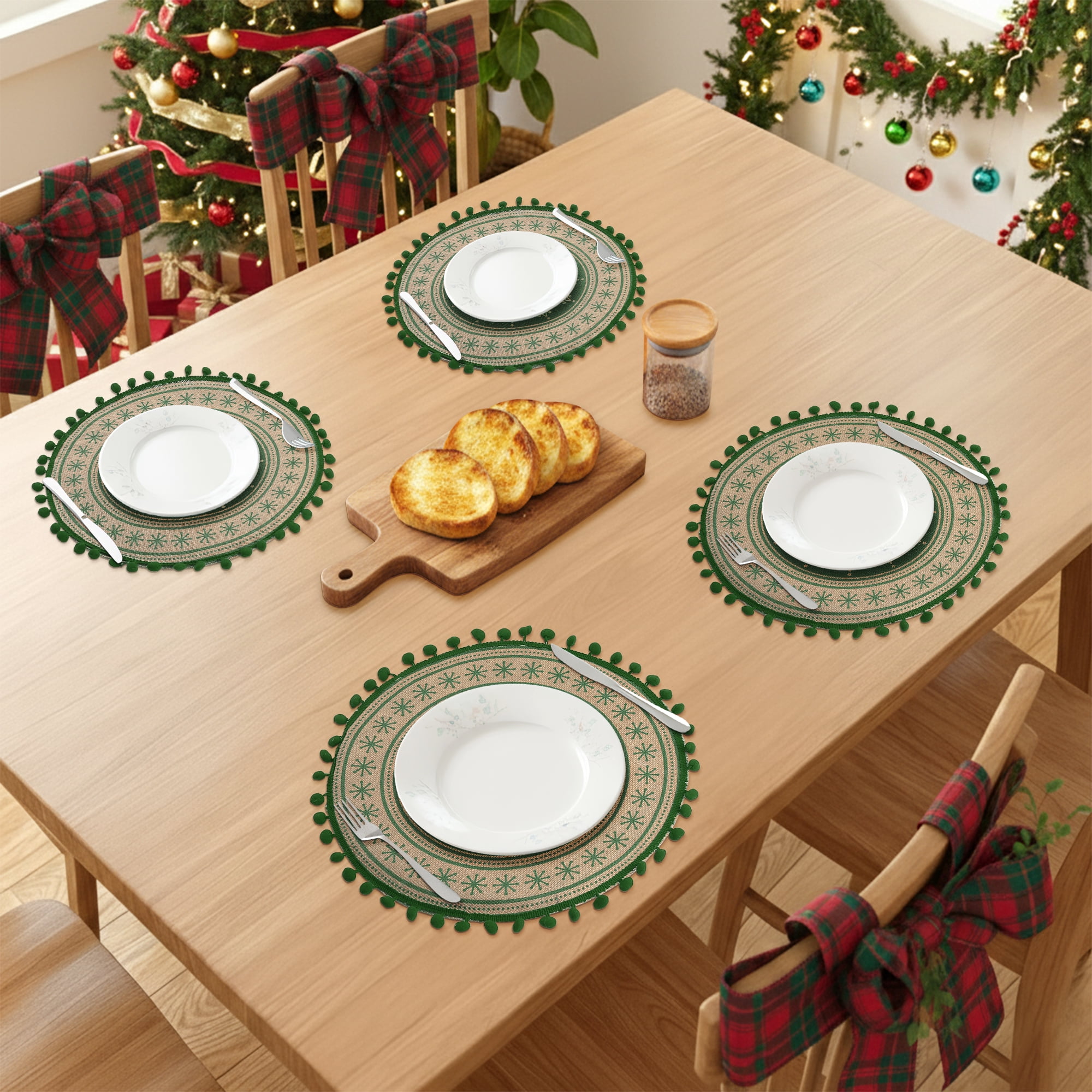 Unique Bargains Set of 6 Round Farmhouse Placemats for Dining Table Decor Floral