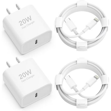 iPhone Charger Fast Charging 2 Pack 20W PD USB C Wall Charger Block with 6.6FT Long Type C to Cord Compatible for iPhone 14 13 12 11 Pro Max XR XS X,iPad,White