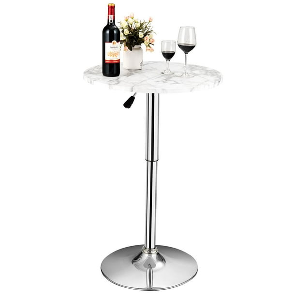 Giantex Round Bar & Pub Table, Height Adjustable Bistro Table w/Faux