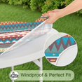 thumbnail image 5 of Bright Tribal Striped Pattern Round Fitted Tablecloth with Elastic Edge,Dining Table Cover Waterproof,Outdoor Round Tablecloth for Camping,Dining,Indoor and Outdoor, 5 of 7