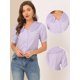 thumbnail image 2 of INSPIRE CHIC Camisa Casual Con Botones En El Frente Y Cuello Plisado Para Mujer Púrpura L, 2 of 6