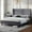 Grey, variant on VanAcc King Size Upholstered Platform Bed Frame, Wingback Bed with 50.8" Headboard, Corduroy