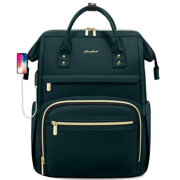 Mochila para portátil Focdod para mujer, 15.6 pulgadas, impermeable, color verde oscuro