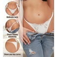 thumbnail image 2 of 4 Pack Women G-String Thongs T-back Lace Hollow Out Low Waist Thongs Floral Breathable Cheeky Underwear Panties ﻿, 2 of 8
