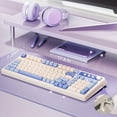 thumbnail image 2 of AULA 99 Key Keyboard, Tri-Mode Bluetooth/2.4GHz/USB-C Cute Creamy Gaming Keyboard with Number Pad RGB Backlit, Media Knob Custom Mechanical Feel Computer Keyboards for M, 2 of 7