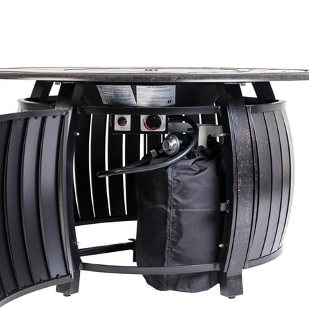 Fire Sense - Grand Cooper Aluminum Round LPG Fire Pit - Antique Bronze