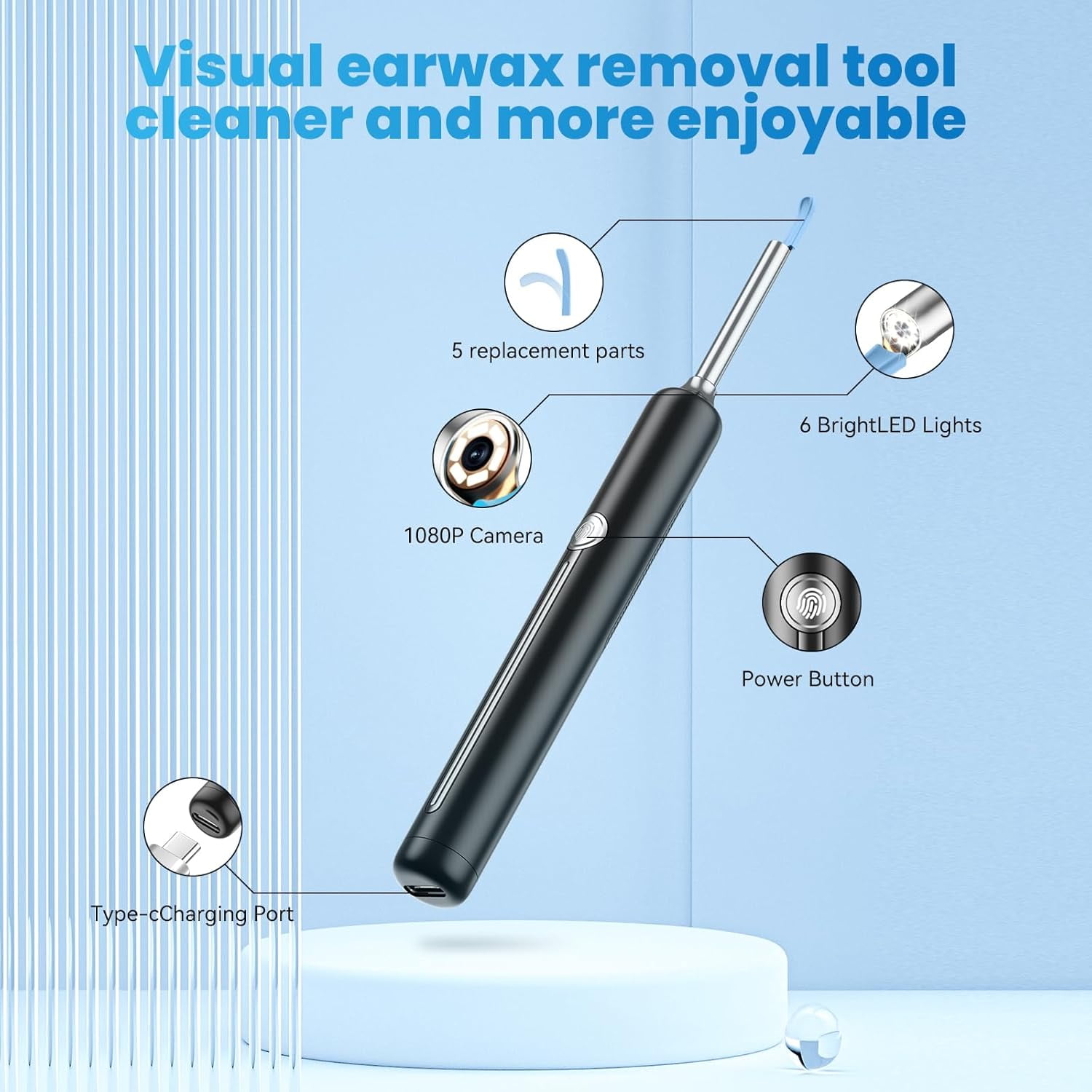 Ear Wax Removal - Ear Cleaner - Ear Camera - FSA HSA Eligible - Ear Wax Removal Kit - Ear Wax Removal Tool Camera - 1080HD Effective for Cleaning Ear Wax Build-Up