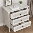 thumbnail image 6 of CozyHome 3 Drawer Nightstand, Rattan Dresser Table with Cane Drawers, Tall Boho Bedside Table Cabinet for Bedroom, Living Room, Entryway, Hallway, Grayish White, 6 of 8