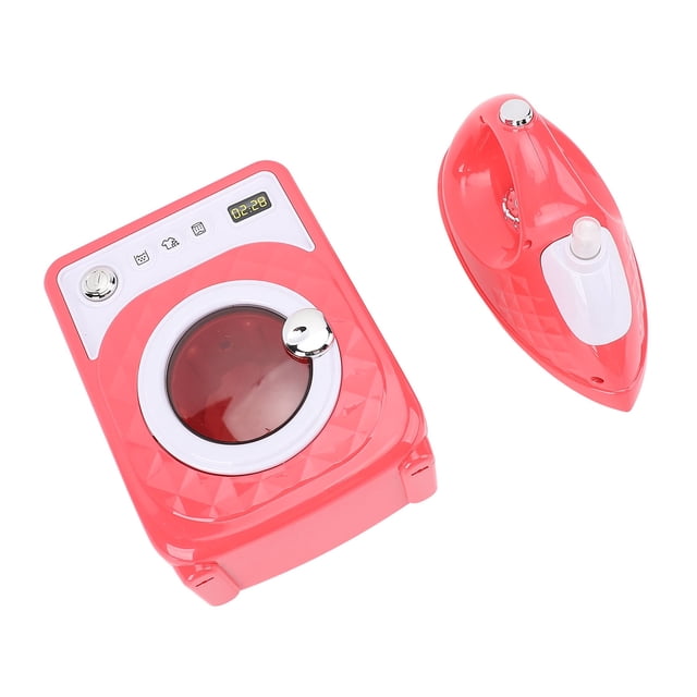 Pretend Laundry Set, Interactive Washer and Ironing Board Playset Simulation Battery Powered for Boys Girls