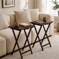 thumbnail image 2 of Mainstays Solid Rubberwood Folding TV Tray Tables, Set of 2, Walnut, 2 of 9