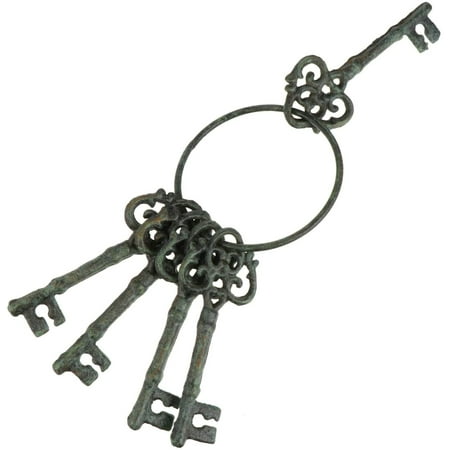 Skeleton Keys in Antique Bronze Cast Iron Jailers Key Ring Skeleton ...