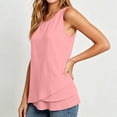 thumbnail image 3 of cocolona Womens Summer Linen Tank Tops Crew Neck Sleeveless Ruffle Hem Shirts Dressy Casual Tunic Solid Color Blouses, 3 of 6