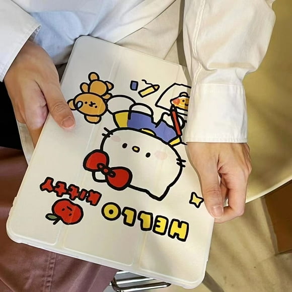 Hello Kitty iPad protective cover Apple tablet protective cover with pen slot acrylic 9th generation air345MINI6 female