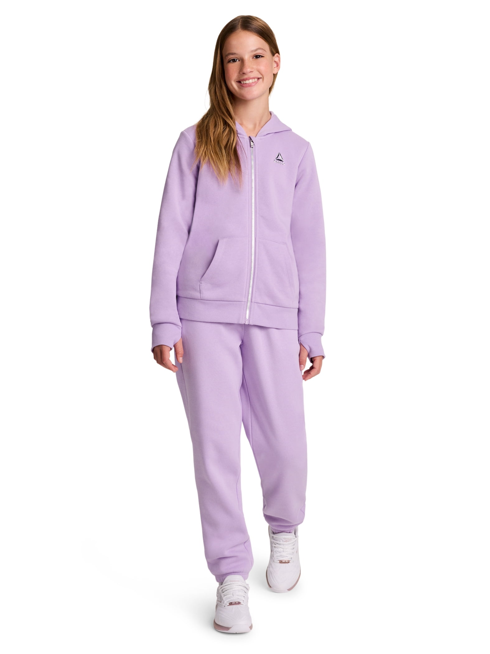 Reebok Girl’s Game Day Fleece Full Zip Hoodie, Sizes 4-18