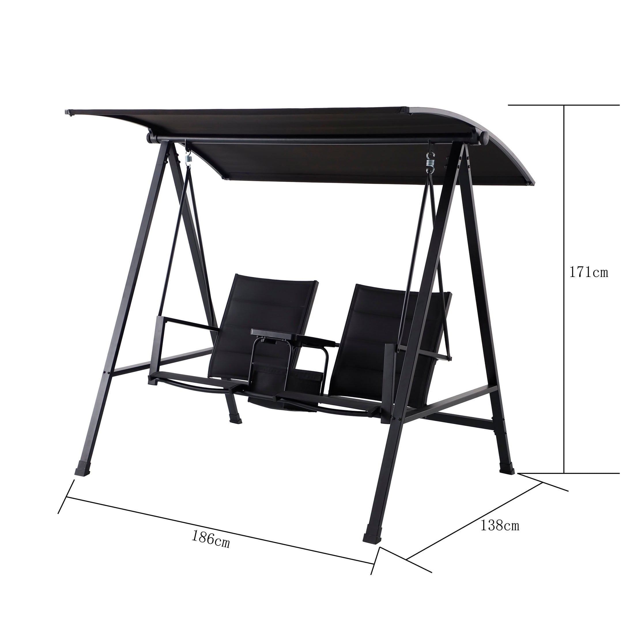 Mainstays Dashwood 2-Seat Steel Canopy Porch Swing, Black