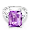 thumbnail image 2 of Gem Stone King 10K White Gold Purple Amethyst and Lab Grown Diamond Engagement Ring for Women | 7.64 Cttw | Octagon Checkerboard 14X10MM | Gemstone February Birthstone | Size 7, 2 of 5