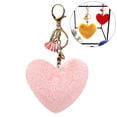 thumbnail image 2 of Women Heart Shaped Keychain Creative Fashion Pom Pom Key Ring Fluffy Car Charm, 2 of 10