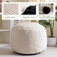 thumbnail image 3 of Round Stuffed Pouf Ottoman, Corduroy Poufs with Foam Chunk Filling, Furry and Fluffy Pouf Foot Stool Storage Ottoman, 26 X 18 Floor Poufs Foot Rest for Living Room, Beige, 3 of 14