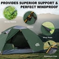 thumbnail image 4 of Tienda de campaña para mochileros Camppal impermeable y resistente al viento para 2 personas en verde, 4 of 9