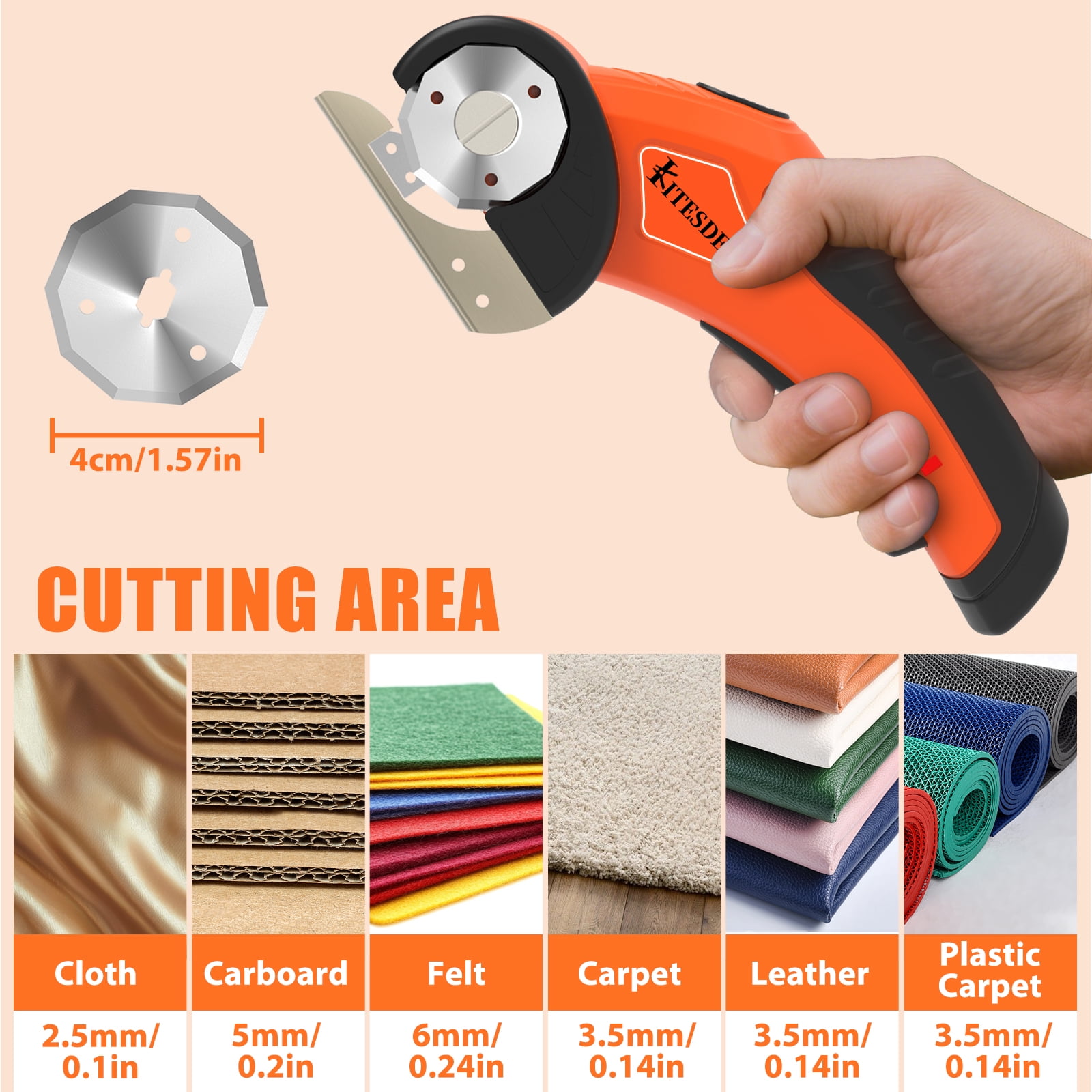 4V Cordless Electric Scissors, Rechargeable Box Cutter with Safety Lock & LED Light – Power Shears for Cardboard, Fabric, Carpet, Leather, Plastic