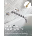 thumbnail image 2 of Wowow Wall Mount Tub Filler: Brushed Nickel Tub Faucet High Flow Two Handles Solid Brass, Long Spout Reach,Tub Faucet Bathroom Bathtub Faucets with 2 Handles with Brass Rough in Valve Included, 2 of 8
