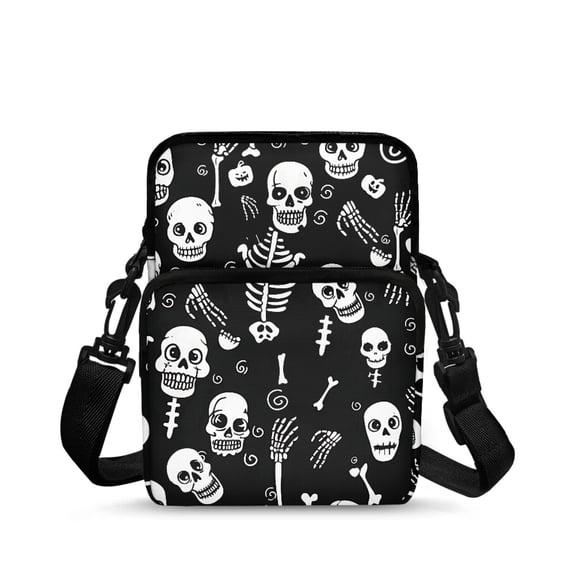 Eheartsgir Phone Sling Purse for Running, Leakproof Lightweight Crossbody Bag for Women Skeleton Skull Decoration Crossbody Bags