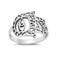 thumbnail image 1 of Sterling Silver Sideway Hamsa With Eval Eye Ring, 1 of 3