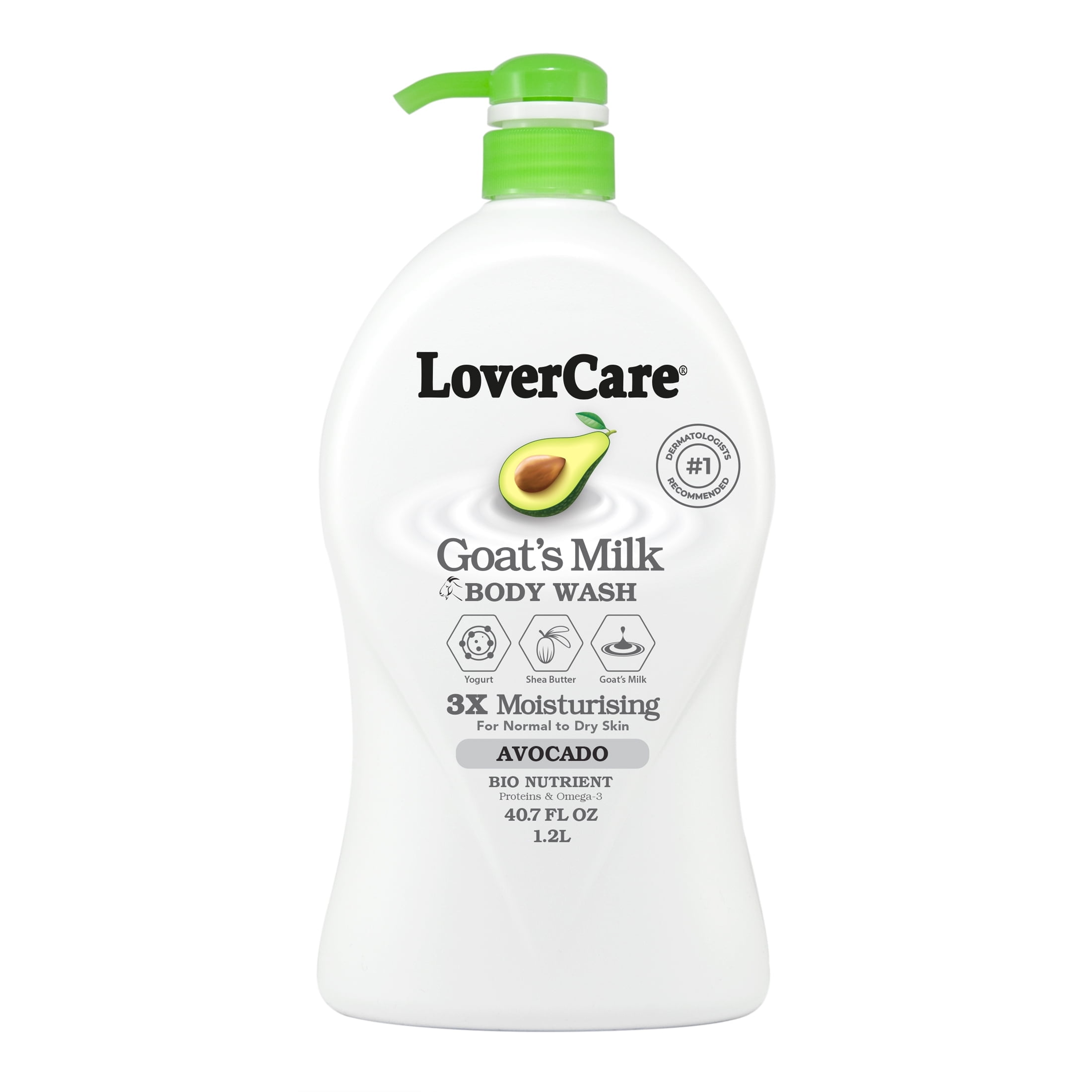 (2 pack) LoverCare Goat's Milk Body Wash 40.07oz (1200ml) - Avocado