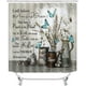 thumbnail image 2 of Juego de 4 cortinas de ducha con diseño de dalias en color verde azulado, diseño de mariposas, margaritas, flores, color turquesa, negro, botánico, estilo rústico, para baño, cortina de ducha de tela, 2 of 7