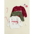 thumbnail image 3 of Miaouyo 0-4T Toddler Baby Boys Girls Fall Sweaters Long Sleeve Round Neck Cany Cane Letter Embroidery Tops, 3 of 9