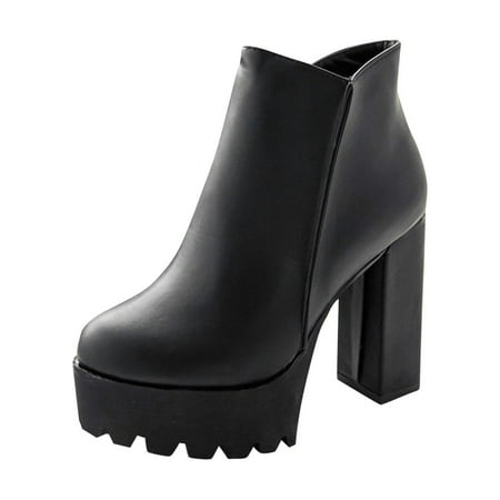 

Platform Boots for Women Women s Platform Chunky High Heel Boots Side Zipper Ankle Booties