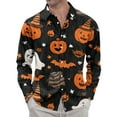 thumbnail image 2 of JGNGSHN Mens Halloween Tshirts Long Sleeve Funny Spooky Season Pumpkins Graphic Shirt Fashion Casual Tees Party Clothes, 2 of 7