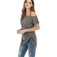 thumbnail image 5 of Womens Cold Shoulder Pullover Tops Sexy Cold Shoulder Summer Shirts Short Sleeve T Shirt Tunic Tops Knot Side Twist Loose Blouses T-Shirts, 5 of 6