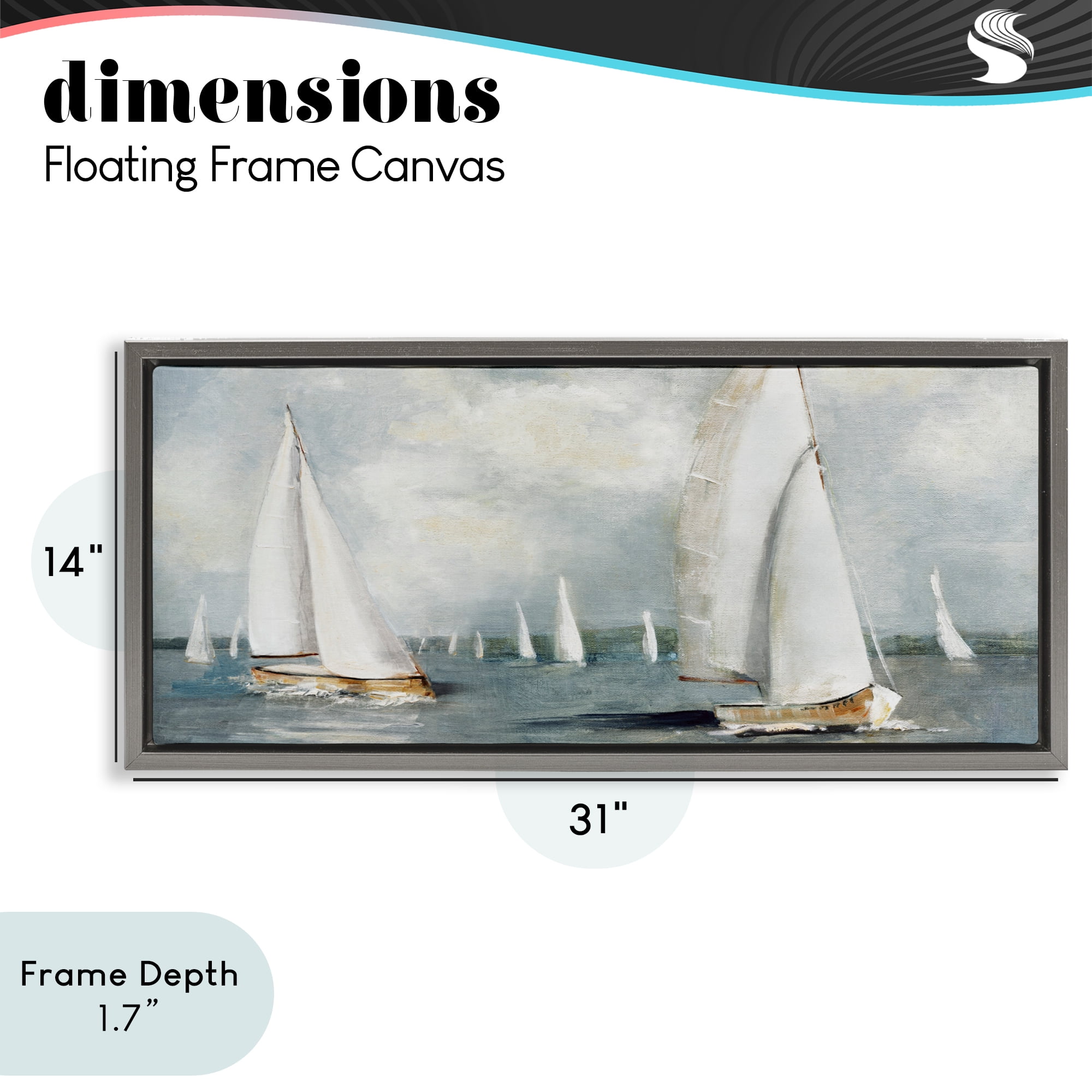 Stupell Industries Windy Sailboat Fleet Gray Framed Floater Canvas Wall Art, design by Sally Swatland