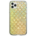 thumbnail image 1 of DistinctInk Clear Shockproof Hybrid Case for iPhone 12 MINI (5.4" Screen) - TPU Bumper, Acrylic Back, Tempered Glass Screen Protector - Gold Green Mermaid Scales, 1 of 2