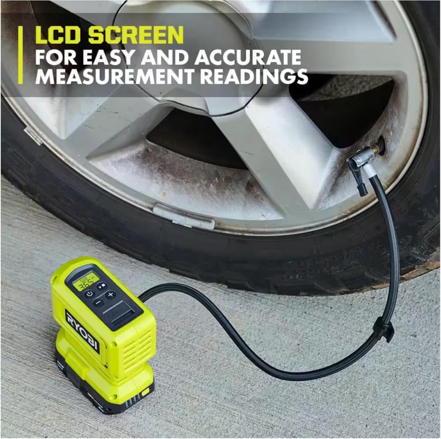 Buho Cordless Inflator Accessory Bundle - Ryobi 18 Volt High Pressure Inflator 2.0 Ah Battery 18V Charger Tool Bag for Tires and Inflatables
