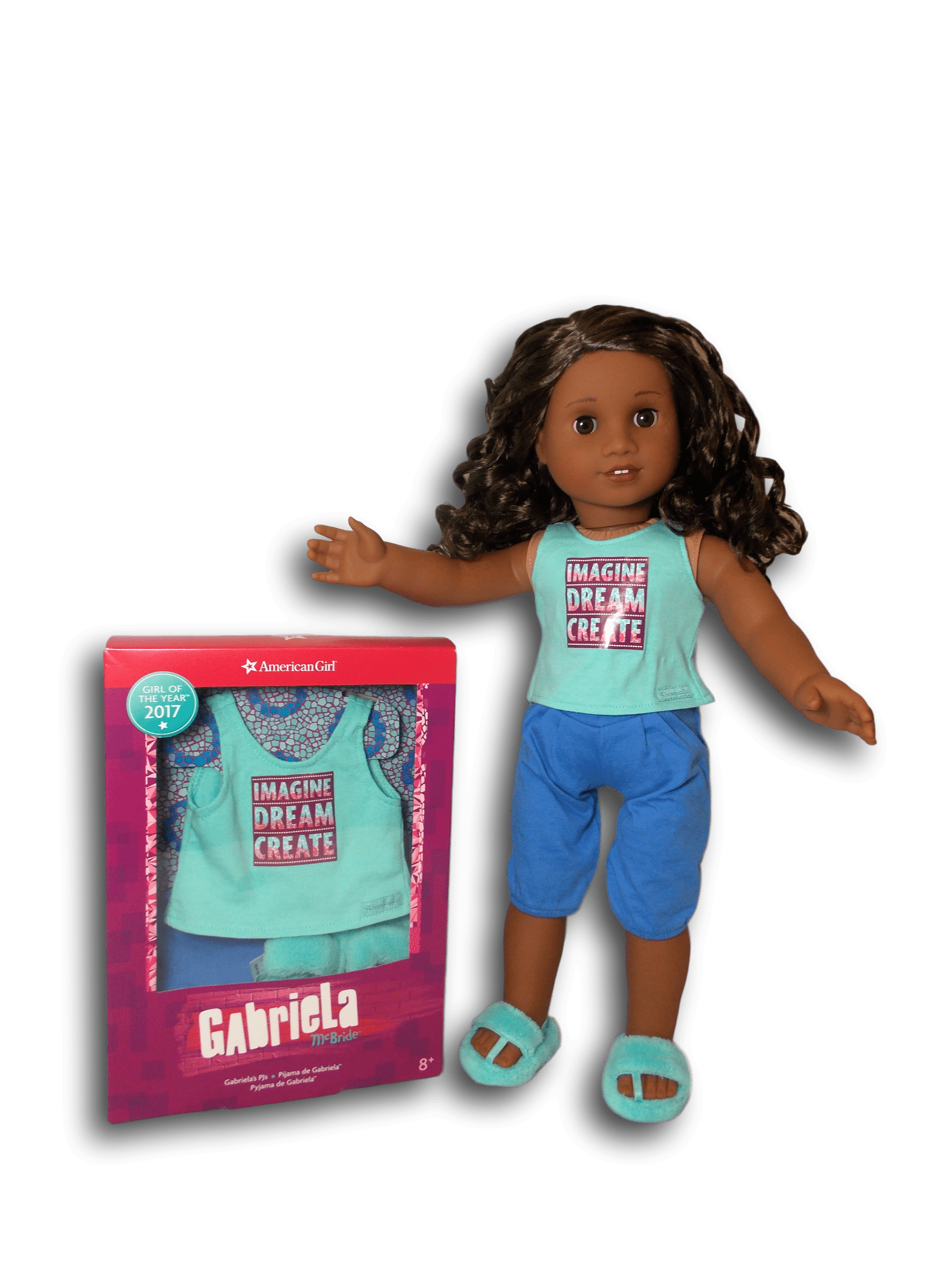 American Girl Doll Outfit Gabriela's PJs for 18" Truly Me Dolls Blue Pajamas Slippers