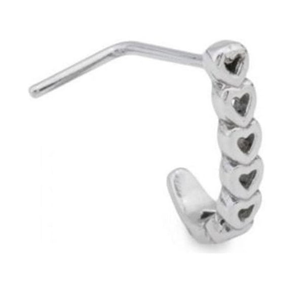 Nose stud L-shape with Heart Design 20g Surgical Steel