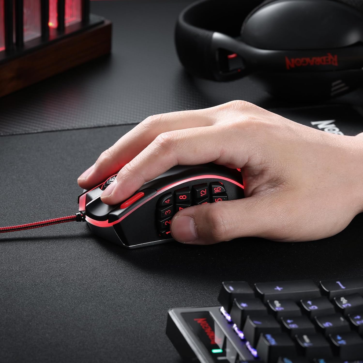 Redragon M990 MMO Gaming Mouse, 32000 DPI High Precision Wired RGB Gamer Mouse w/23 Programmable Buttons, 16 Side Macro Keys