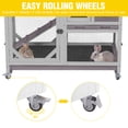 thumbnail image 5 of Aivituvin Rabbit Cage Indoor Outdoor Bunny Hutch on Wheels, 2 Story Wood Guinea Pig Cages with 2 Deeper Pull Out Trays (Gray), 5 of 10