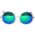 thumbnail image 2 of Round Sunglasses - (56mm) Silver Frame / Bluegreen Mirror Lens, 2 of 4
