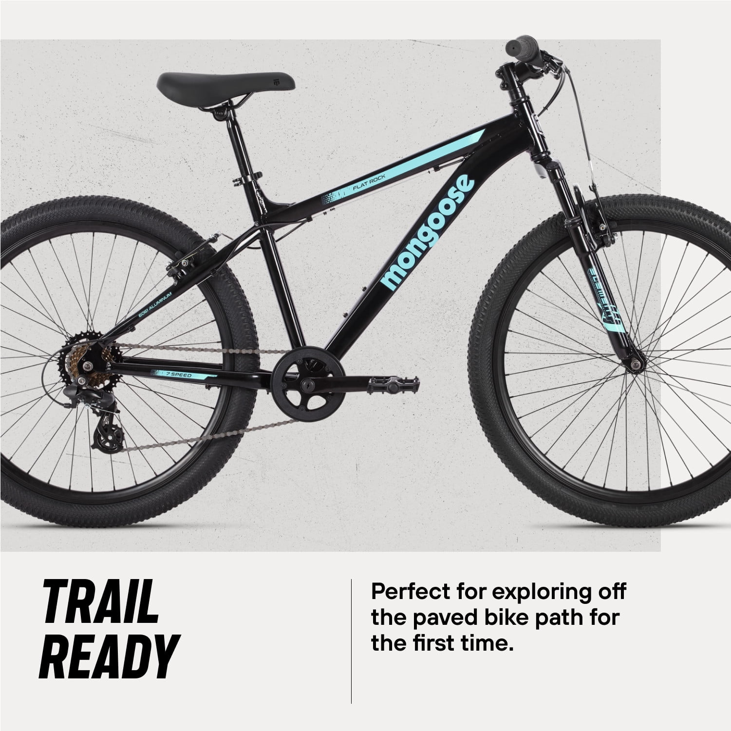 Mongoose Flatrock Mountain Bike, 26 Inch Wheels, Ages 14+, Black