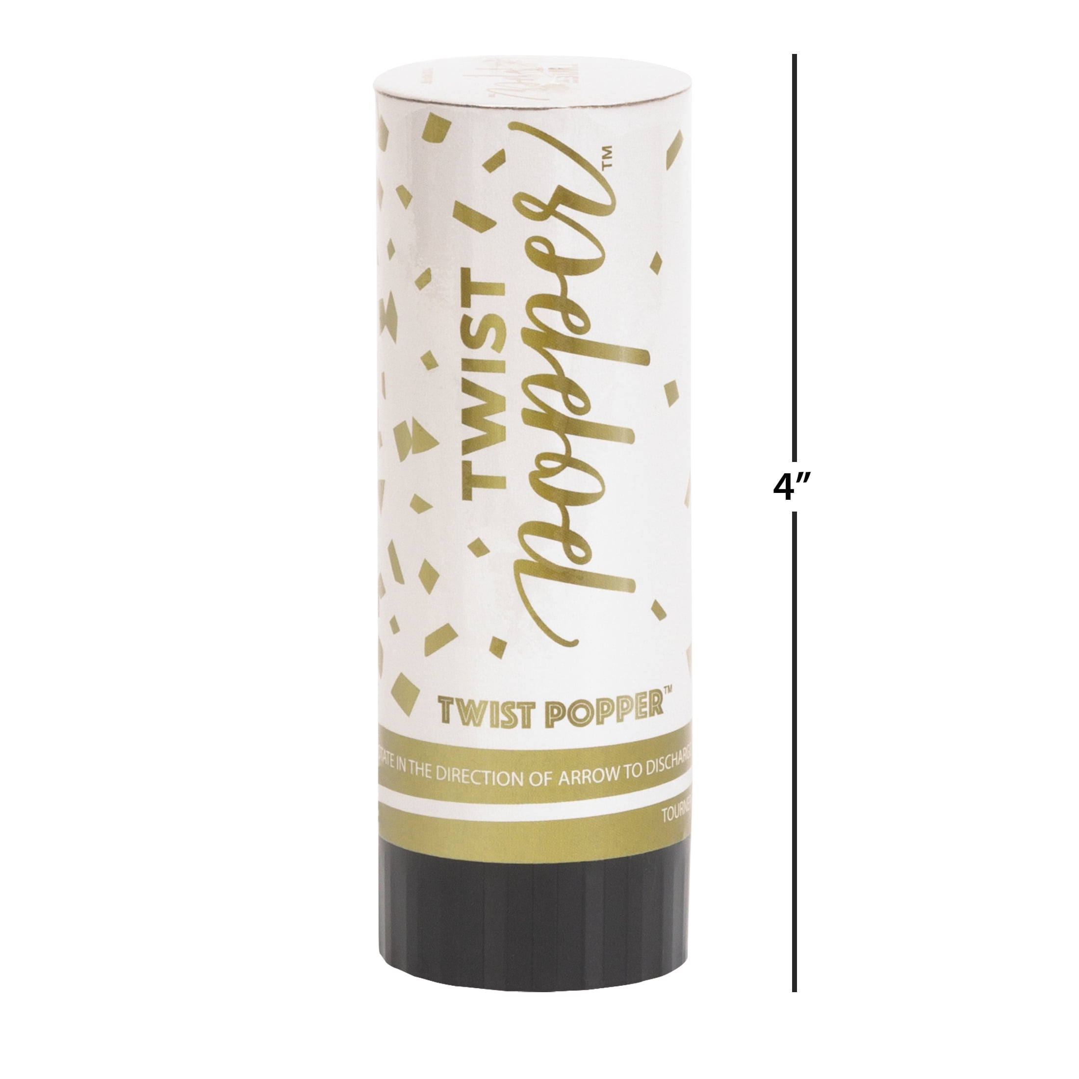 Way to Celebrate! White, Gold, & Silver Paper Party Confetti Poppers, 4in, 3ct
