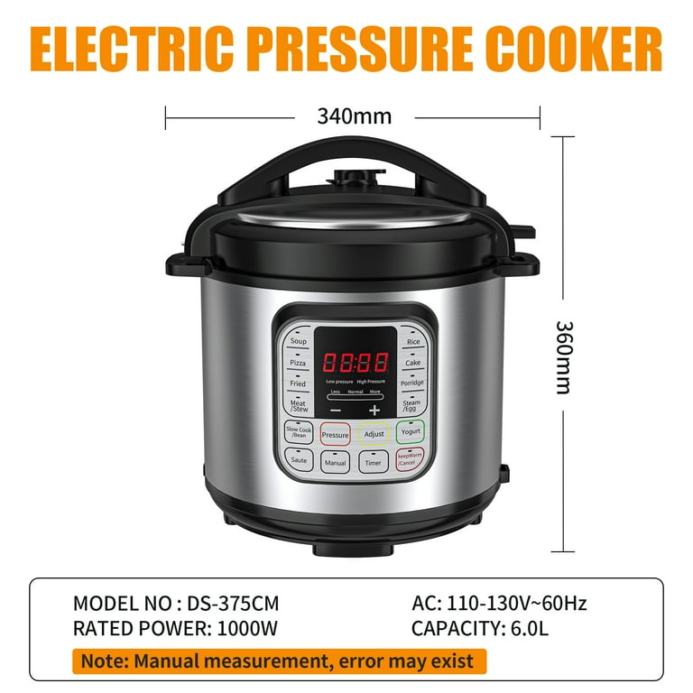 Cikuci Electric Pressure Cooker, Quart, Multi-Functional Slow