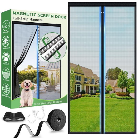 Mosquitera magnética para puerta HOFUDON de malla de fibra de vidrio 99x208 cm