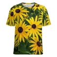 thumbnail image 5 of Bright Yellow Floral Print Womens Tops Women's Fashion Casual Short Sleeve Flower Print Round Neck Pullover Top Blouse, 5 of 6