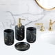 thumbnail image 5 of Juego de accesorios de baño de cerámica con efecto mármol, dispensador de loción y jabonera. Negro 4Pcs, 5 of 8