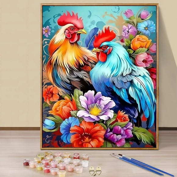 JYLMOOD Animal Paint by Numbers Kit for Unisex Adults Beginner with Full Accessories, Easy Oil Painting Kits On Colored Canvas, 16x20in, Relaxing Art Craft