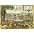 thumbnail image 2 of Hogenberg, Braun 18x14 Black Ornate Wood Framed with Double Matting Museum Art Print Titled - Linz Austria, 2 of 4