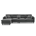 thumbnail image 4 of 110*62" Modern Convertible Sectional Sofa, L-shaped Reversible Couch Set with Free Pillows, 5 Seat Cloud Chenille Indoor Furniture with Ottoman for Living Room, Apartments (Gray), 4 of 11
